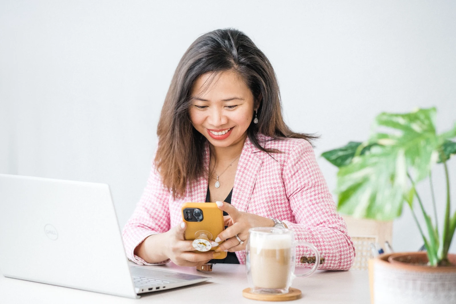 Cherry Lim preparing at her desk